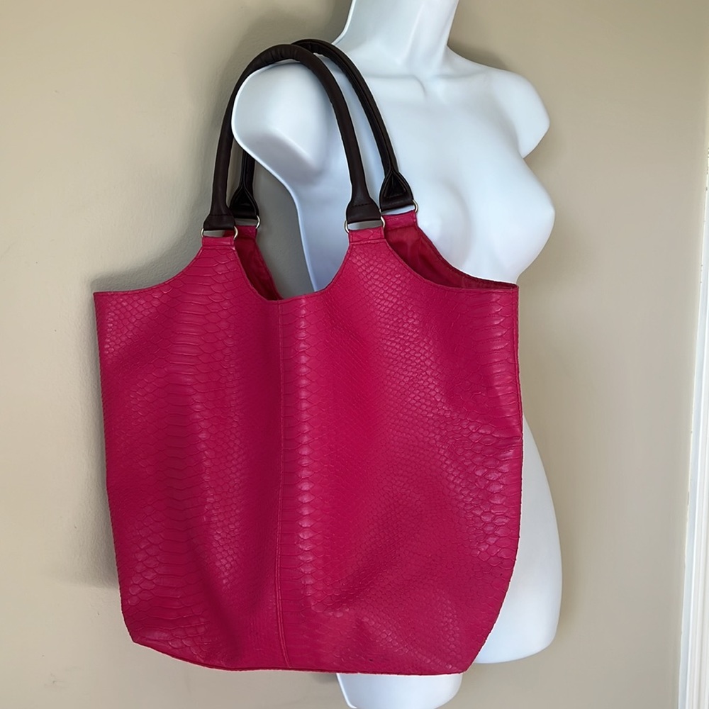 Neiman Marcus Faux Snakeskin Shoulder Bag